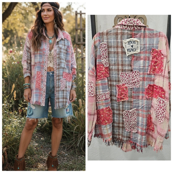 Oli & Hali Pink and Gray Plaid Button Down Shirt - Picture 4 of 4